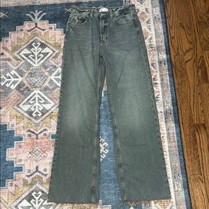 Zara High Rise Wide Leg Jeans with Raw Hem